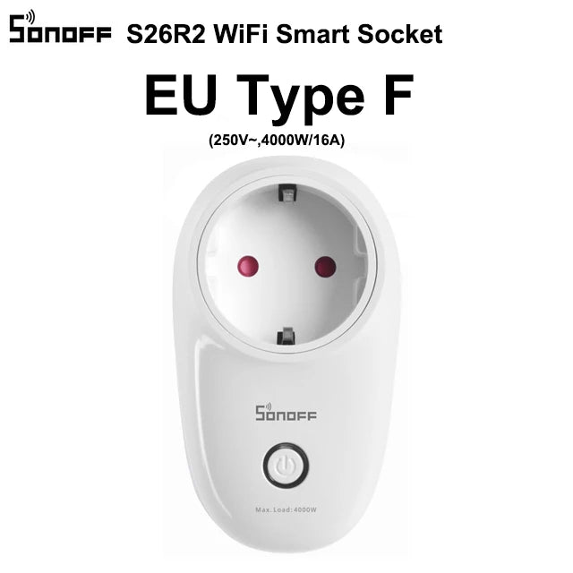 Itead SONOFF S26 Wifi Smart Plug Switch EU-E/EU-F/UK/AU/US/BR/IT/IL/CH/CN Timer Wall Power Socket e-WeLink Plugs Work With Alexa
