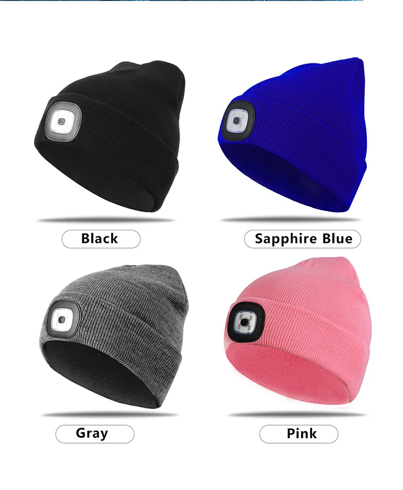 WEST BIKING Running Caps Winter Warm Knit Hat Flashlight LED Headlamp Outdoor Sport Caps Fishing Hiking Windproof Cycling Caps