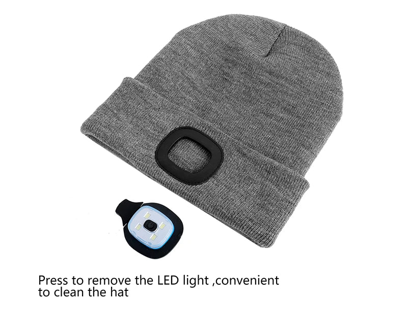 WEST BIKING Running Caps Winter Warm Knit Hat Flashlight LED Headlamp Outdoor Sport Caps Fishing Hiking Windproof Cycling Caps