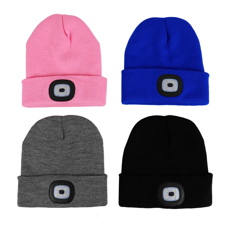 WEST BIKING Running Caps Winter Warm Knit Hat Flashlight LED Headlamp Outdoor Sport Caps Fishing Hiking Windproof Cycling Caps