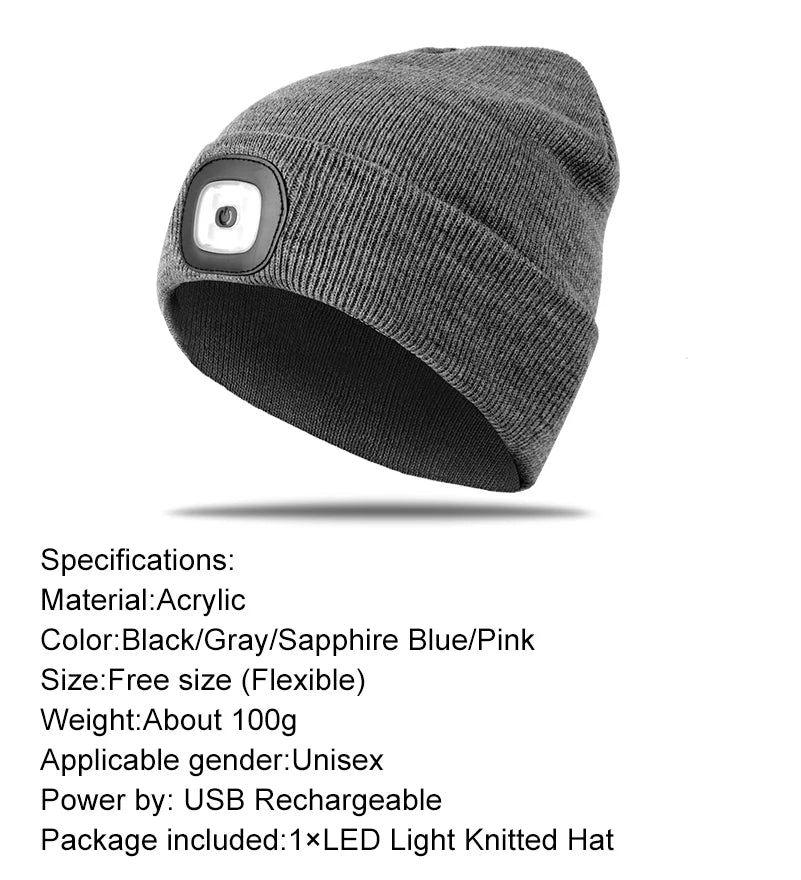 WEST BIKING Running Caps Winter Warm Knit Hat Flashlight LED Headlamp Outdoor Sport Caps Fishing Hiking Windproof Cycling Caps