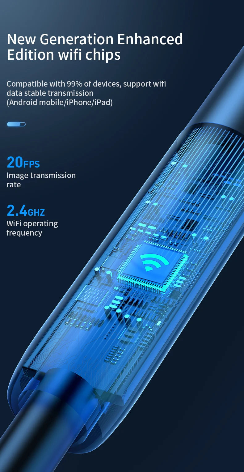Endoscope Camera with Light 1080P HD Inspection Camera IP67 Waterproof Pipeline Borescope Camera for Android, iPhone Android