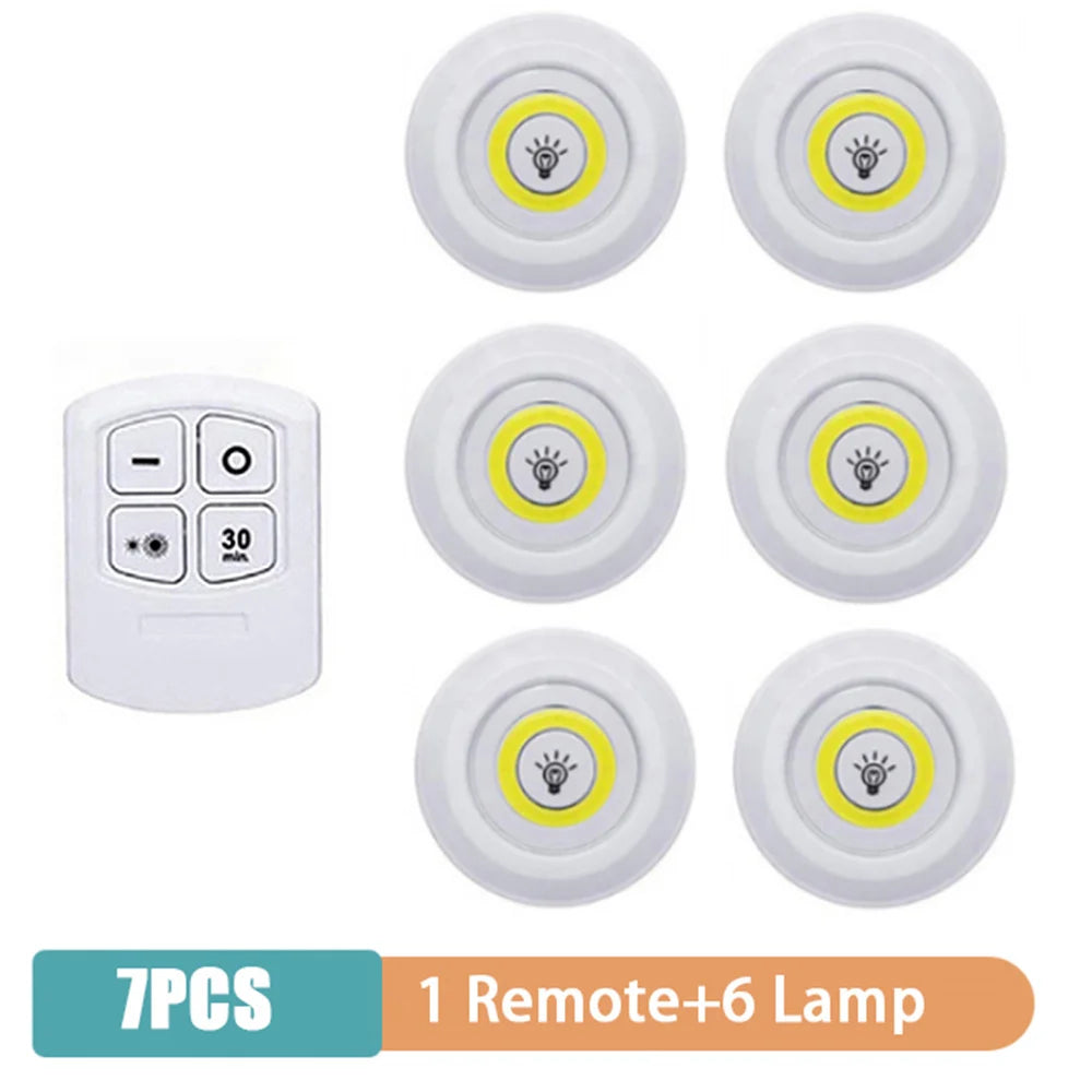 Super Bright Kitchen Light with Remote Control Dimmable Night Lamp Battery Powered Under Cabinet LED Lights for Closet Storage