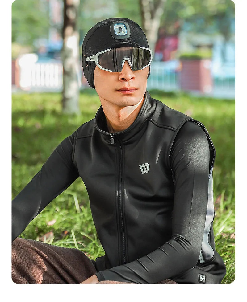 WEST BIKING Running Caps Winter Warm Knit Hat Flashlight LED Headlamp Outdoor Sport Caps Fishing Hiking Windproof Cycling Caps