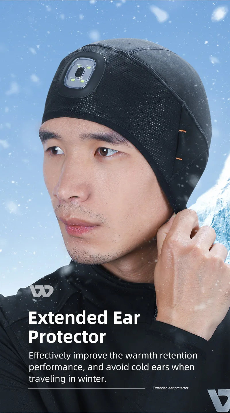 WEST BIKING Running Caps Winter Warm Knit Hat Flashlight LED Headlamp Outdoor Sport Caps Fishing Hiking Windproof Cycling Caps