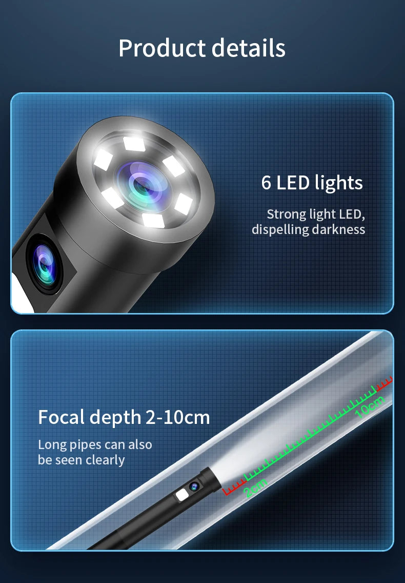 Endoscope Camera with Light 1080P HD Inspection Camera IP67 Waterproof Pipeline Borescope Camera for Android, iPhone Android
