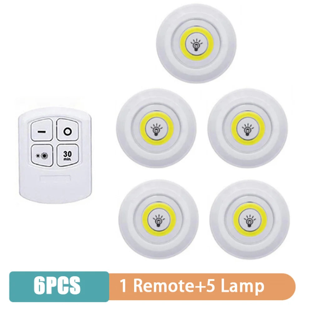 Super Bright Kitchen Light with Remote Control Dimmable Night Lamp Battery Powered Under Cabinet LED Lights for Closet Storage