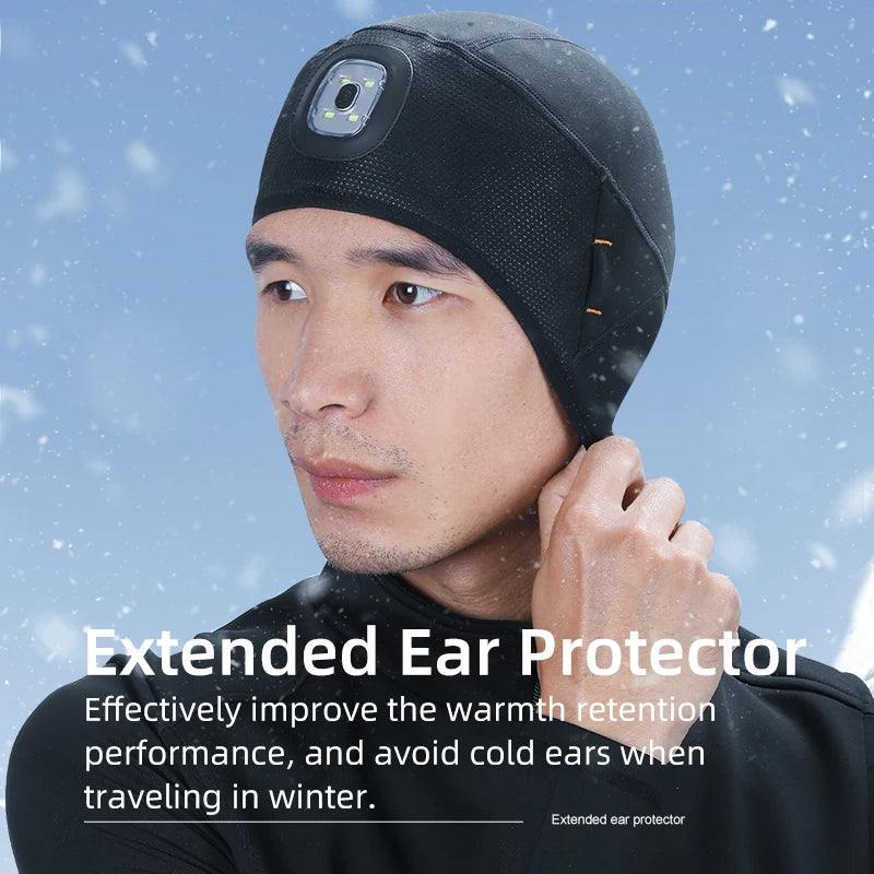 WEST BIKING Running Caps Winter Warm Knit Hat Flashlight LED Headlamp Outdoor Sport Caps Fishing Hiking Windproof Cycling Caps