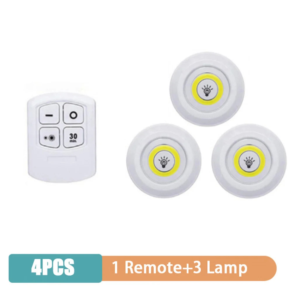 Super Bright Kitchen Light with Remote Control Dimmable Night Lamp Battery Powered Under Cabinet LED Lights for Closet Storage